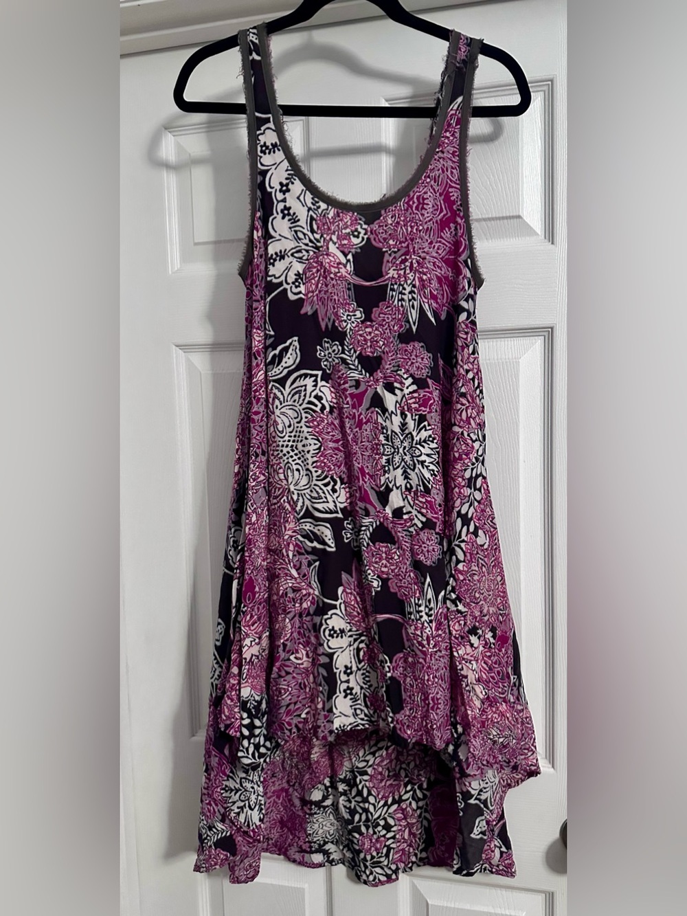 Free People Pink Floral High-Low Swing Tank Bias Dress - Size XS